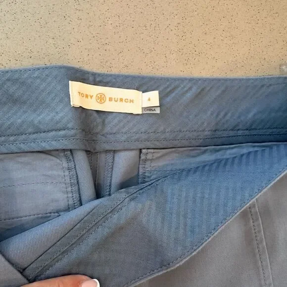 Tory Burch Women's Blue Slit Hem Cotton Blend Pants size 4 - Picture 13 of 15